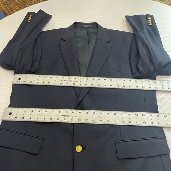 Lauren Ralph Lauren Navy Blue Wool Gold Button Blazer Size 44L - Picture 2 of 11